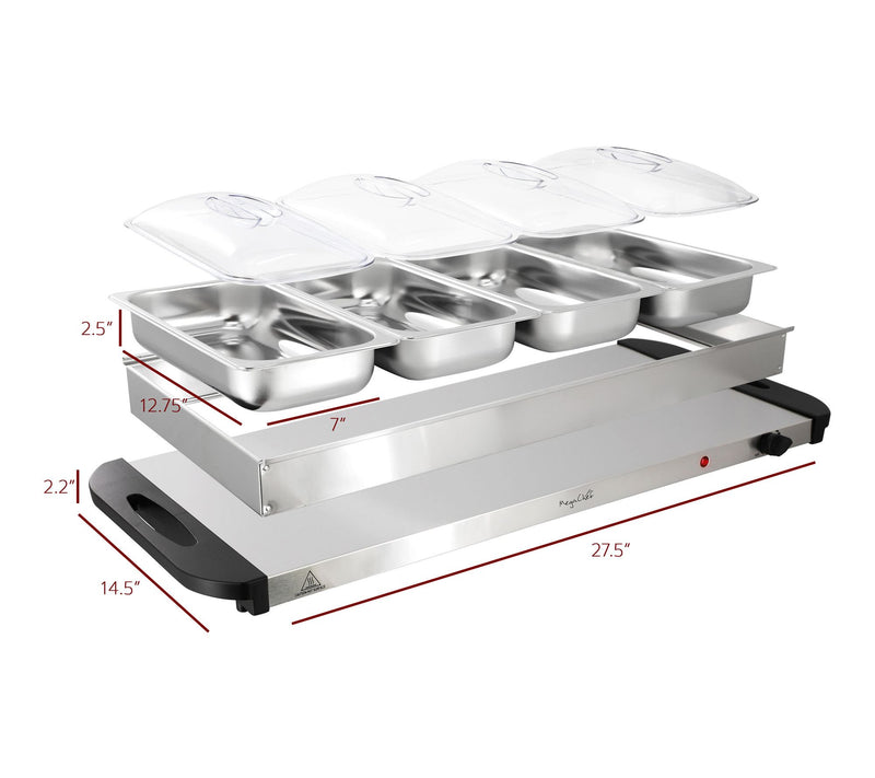 MegaChef 4 Section Buffet Server & Food Warmer — View 3