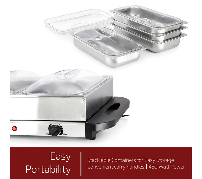 MegaChef 4 Section Buffet Server & Food Warmer — View 4
