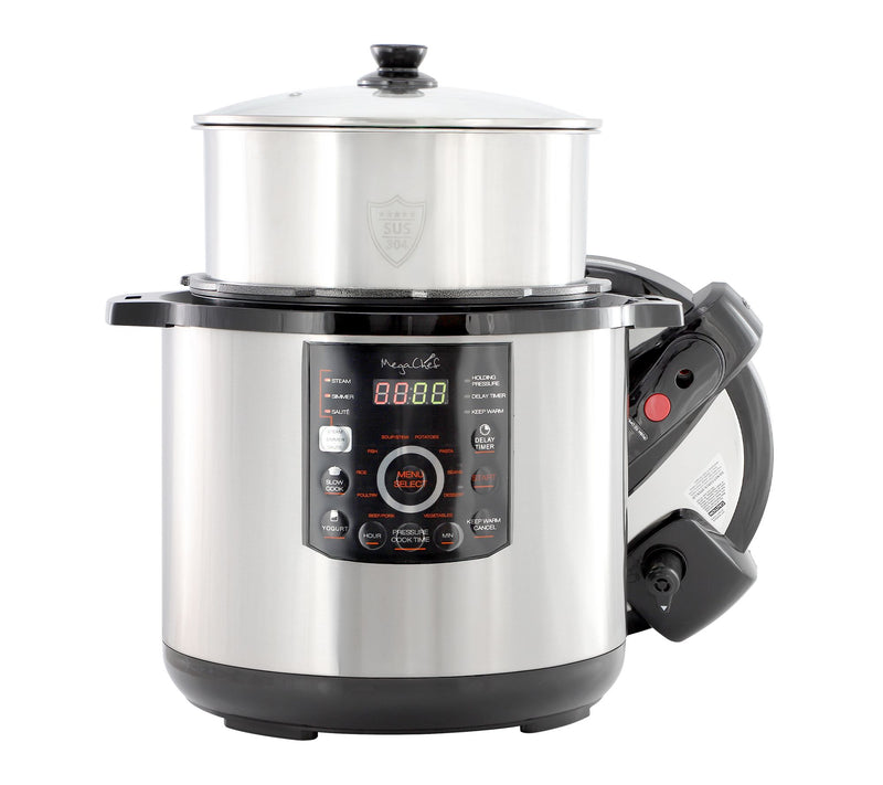 Megachef 12 Quart Steel Digital Pressure Cooker — Main view