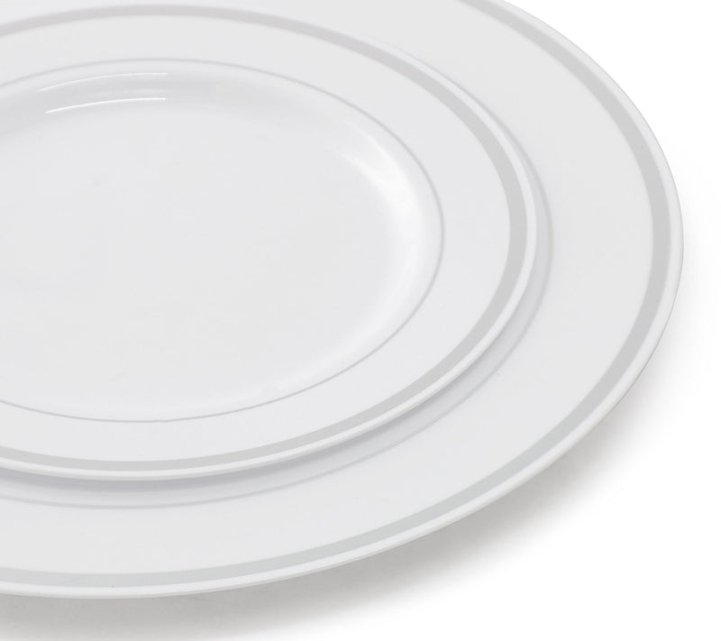 Elama 600 Pc Disposable Dinnerware Set for 100in White Silver — View 6