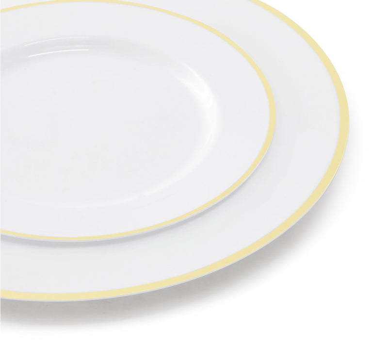Elama 350 Piece Disposable Dinnerware Set for 50 in White Gold — View 6