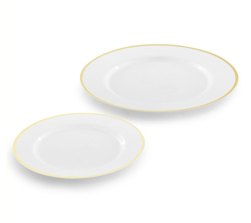 Elama 350 Piece Disposable Dinnerware Set for 50 in White Gold — View 3