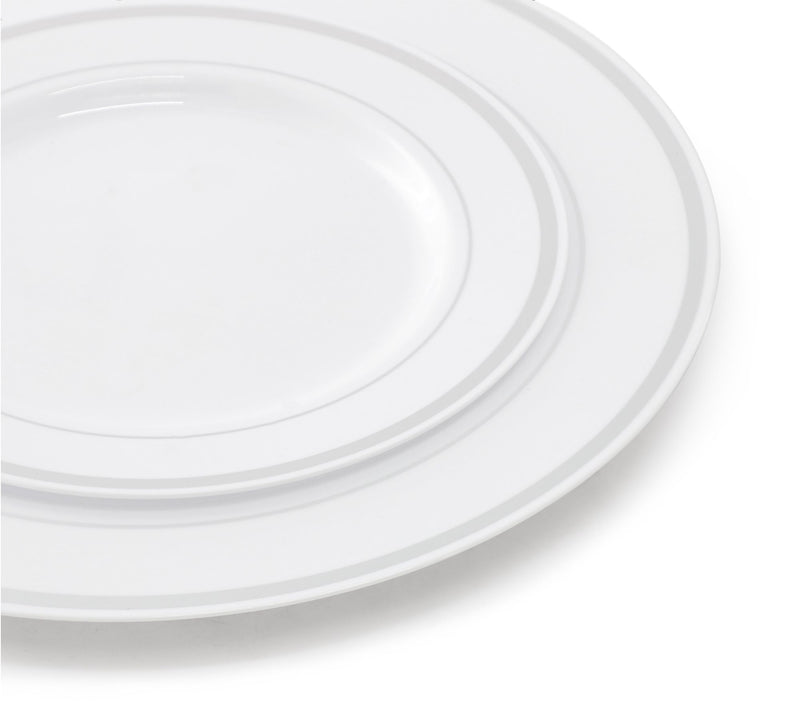 Elama 350 Pc Disposable Dinnerware Set for 50 in White Silver — View 6