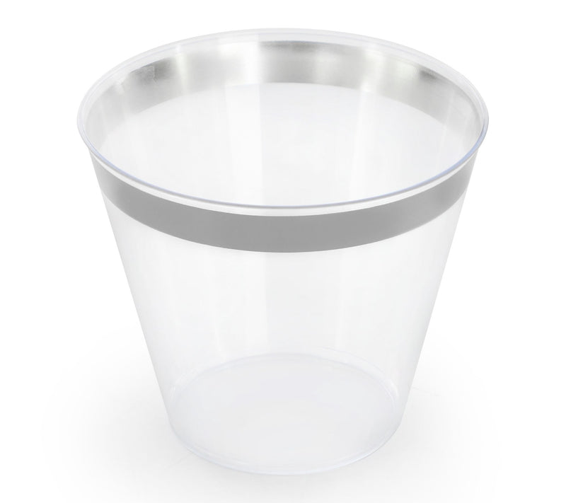 Elama 350 Pc Disposable Dinnerware Set for 50 in White Silver — View 4