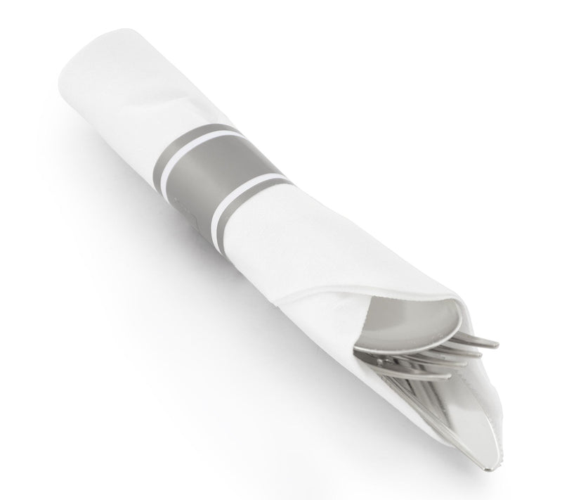 Elama 350 Pc Disposable Dinnerware Set for 50 in White Silver — View 5
