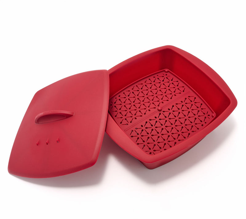 Avobagel Silicone Square Baker w/ Silicone Lid & Steamer Insert — View 7
