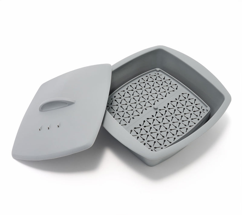 Avobagel Silicone Square Baker w/ Silicone Lid & Steamer Insert — View 5