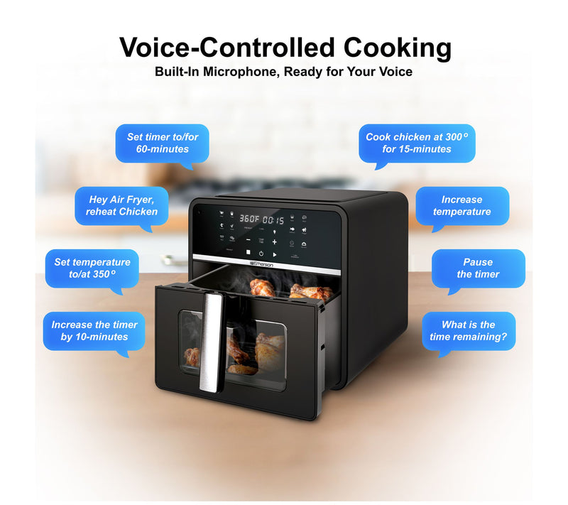 Emerson SmartVoice 10QT Air Fryer, 1000+ VoiceCommands No APP — View 5