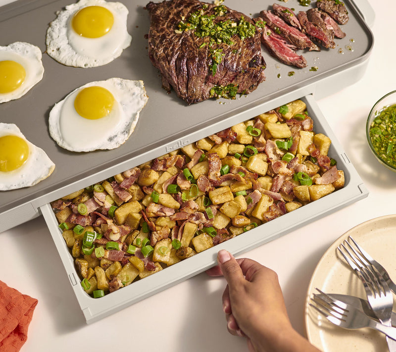 Bella 10"x20" Griddle with Warming Tray — View 5