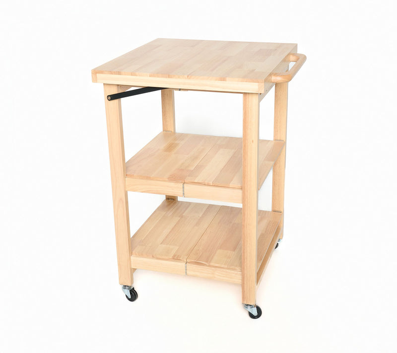 Cella Collapsible Rolling Wood Kitchen Cart — View 3