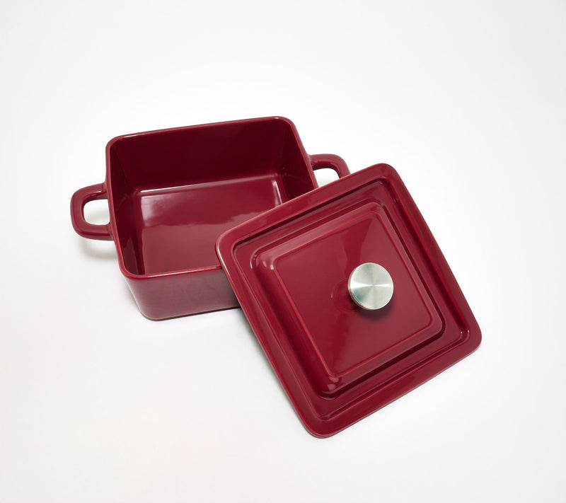 Technique 8"x8" Enameled Stoneware Baker w/ Lid — View 2