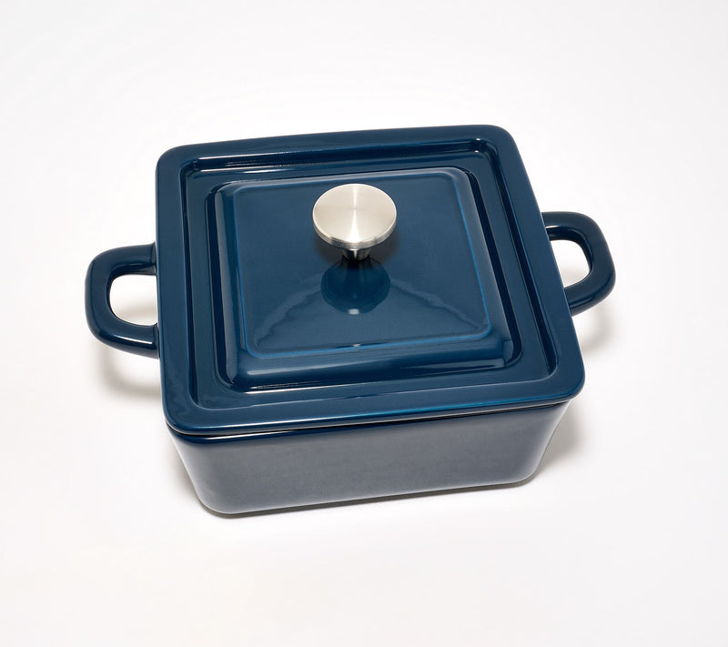 Technique 8"x8" Enameled Stoneware Baker w/ Lid — View 8