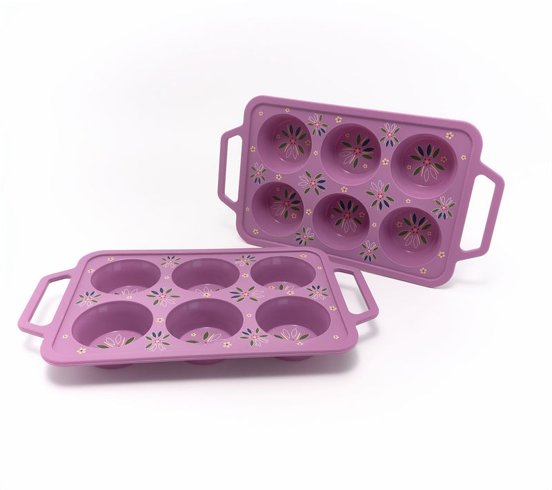 Temp-tations Set of (2) 6-cup Silicone Muffin Pans — View 3