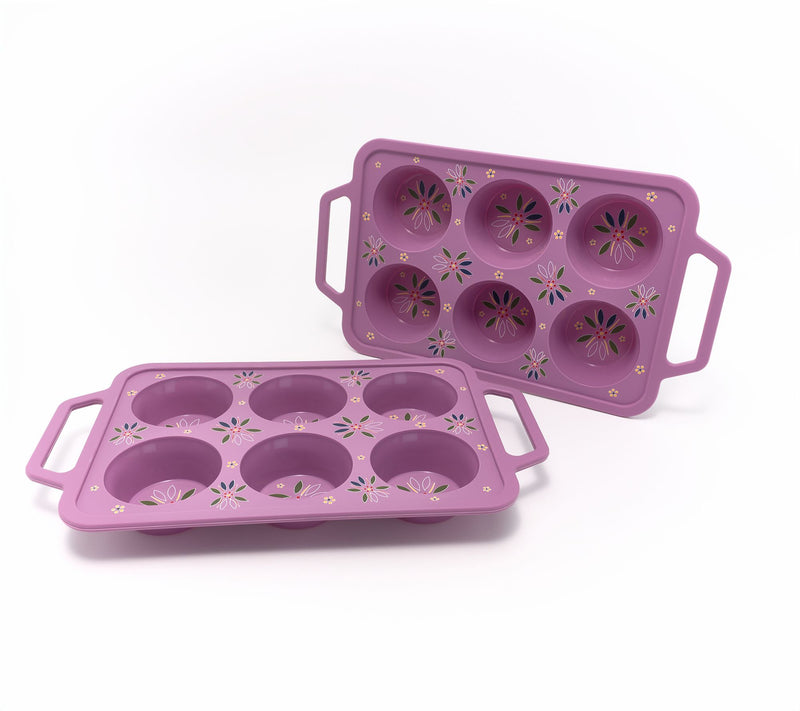 Temp-tations Set of (2) 6-cup Silicone Muffin Pans — View 6