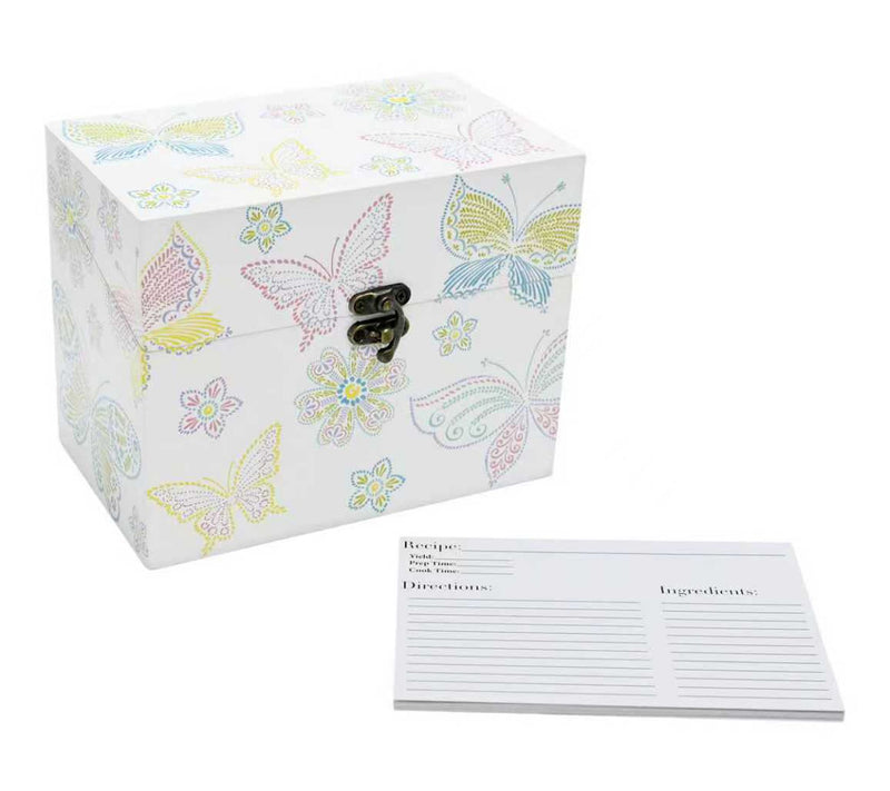 Temp-tations Nostalgic Wood Recipe Box w/ 10 Recipe Cards — View 7
