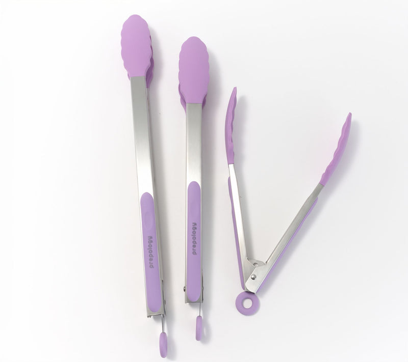 Prepology 3-Piece Stainless Steel & Silicone Locking Tongs — View 6
