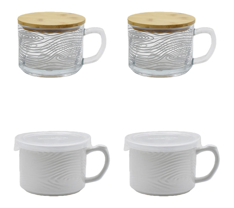 Temp-tations Set of 4 Ceramic and Glass Seal the Meal Mug Set — View 11