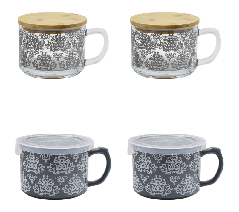 Temp-tations Set of 4 Ceramic and Glass Seal the Meal Mug Set — View 15