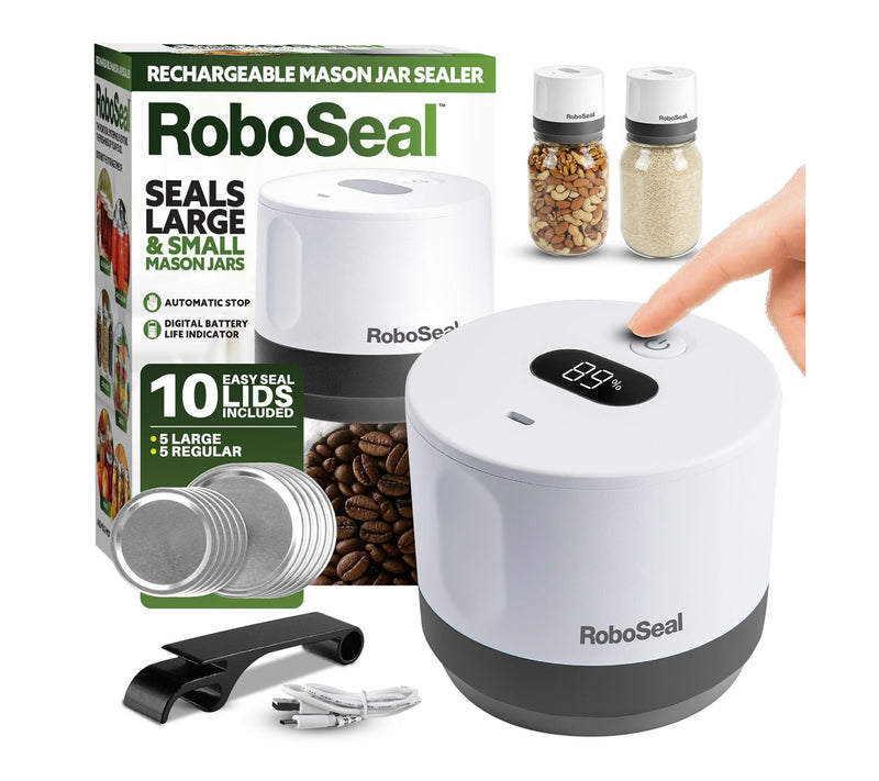 RoboSeal Rechargeable Mason Jar Vacuum Sealer Kit with 10 Lids — Main view