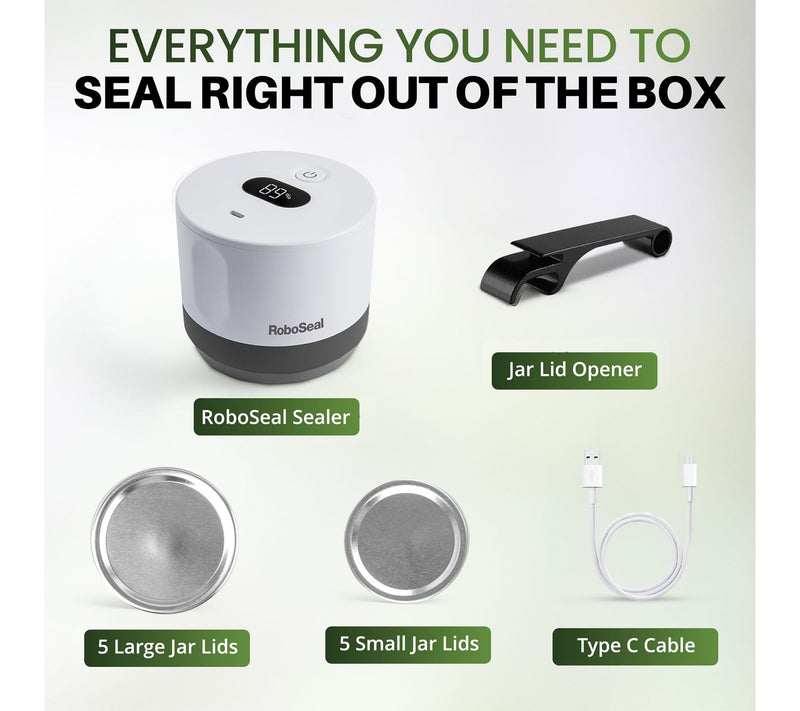 RoboSeal Rechargeable Mason Jar Vacuum Sealer Kit with 10 Lids — View 7