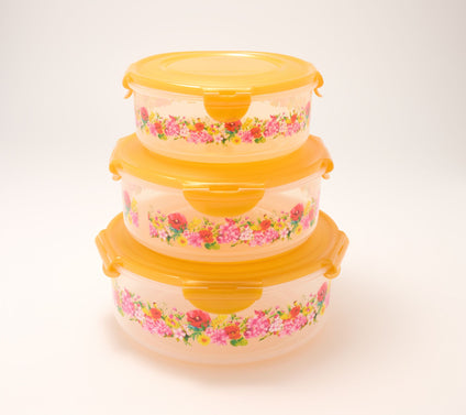 LocknLock 3-Piece Nestable Floral Printed Canisters