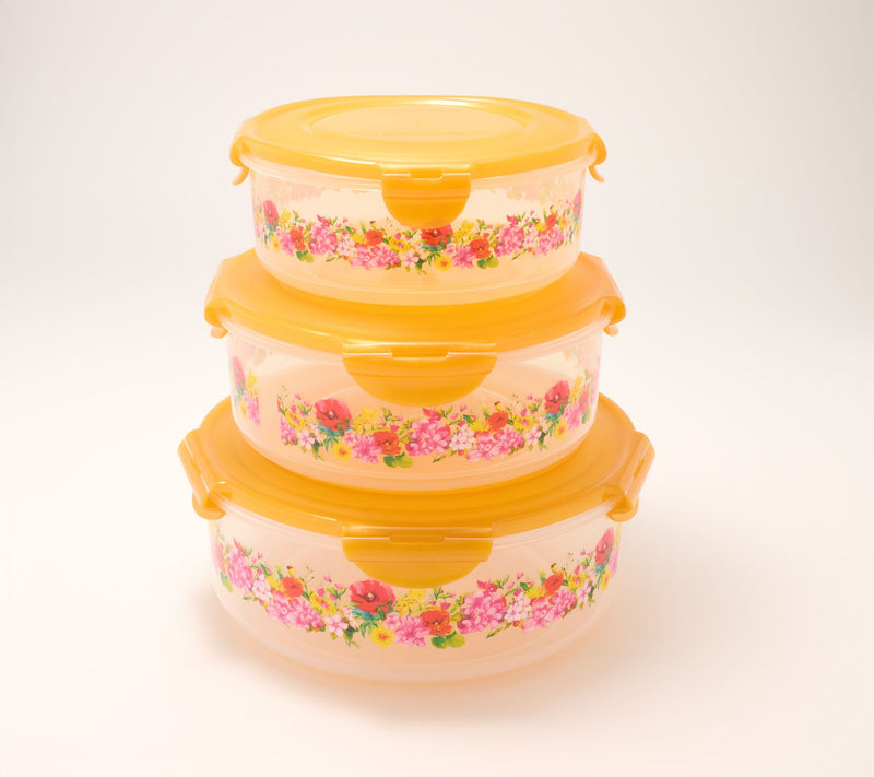 LocknLock 3-Piece Nestable Floral Printed Canisters — Main view