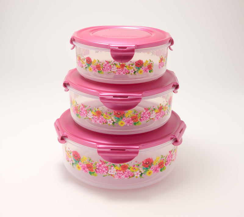 LocknLock 3-Piece Nestable Floral Printed Canisters — View 7