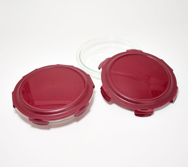 LocknLock Set of 2 Glass Pie Baking Dishes — View 19