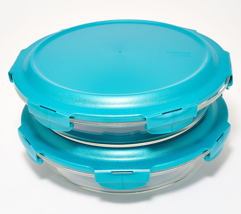 LocknLock Set of 2 Glass Pie Baking Dishes — View 11
