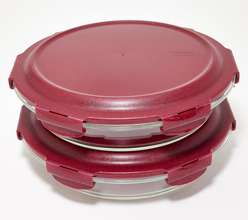 LocknLock Set of 2 Glass Pie Baking Dishes — Main view