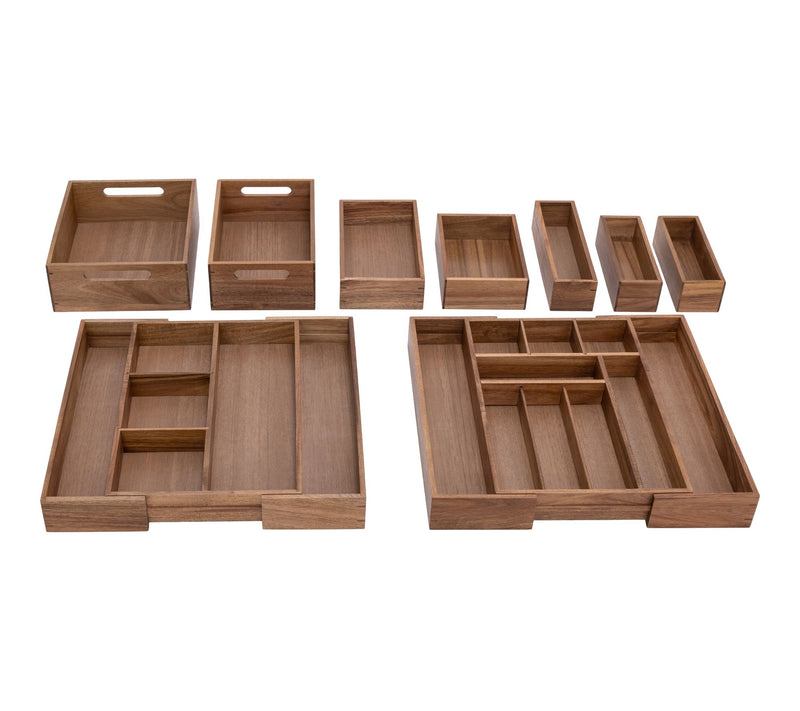 Seville Classics 9-Piece Acacia Wood Kitchen Storage Organizer — Main view