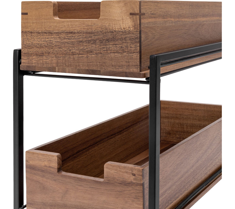 Seville Classics Acacia 2-Tier Sliding Kitchen Storage Baskets — View 6