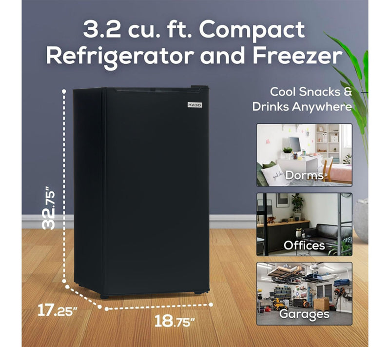 Igloo 3.2 cu. ft. Black Refrigerator w/ Freezer — View 2