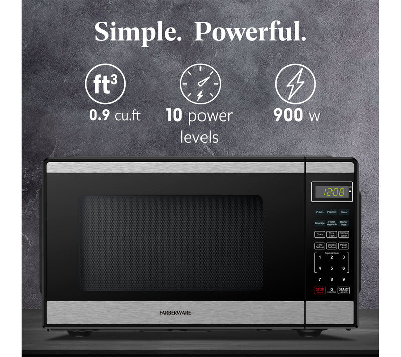 Farberware 0.9 cu. ft. Black & Stainless SteelMicrowave — View 2