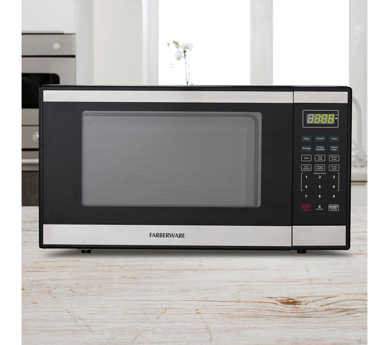 Farberware 1.1 cu. ft. Black & Stainless Steel1000W Microwave — View 6