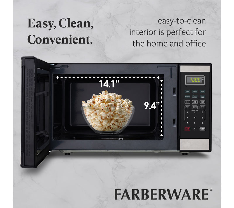 Farberware 1.1 cu. ft. Black & Stainless Steel1000W Microwave — View 5