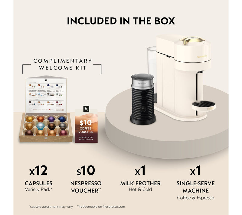 Nespresso Vertuo Next Coffee Maker & Frother, White/Gold — View 4