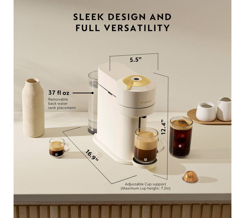 Nespresso Vertuo Next Coffee Maker & Frother, White/Gold — View 3