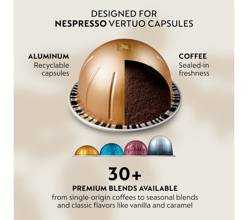 Nespresso Vertuo Next Coffee Maker & Frother, White/Gold — View 7