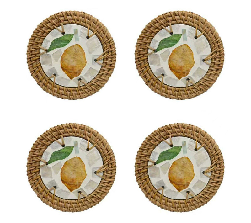 Temp-tations Set of 4 Capiz Rattan Coasters — View 4