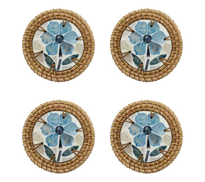 Temp-tations Set of 4 Capiz Rattan Coasters — View 5
