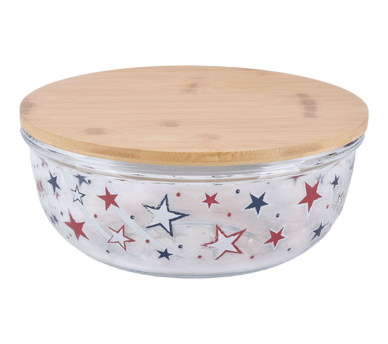 Temp-tations Seasonal 6-qt Shallow Glass Bowl w/ Bamboo Lid — Main view