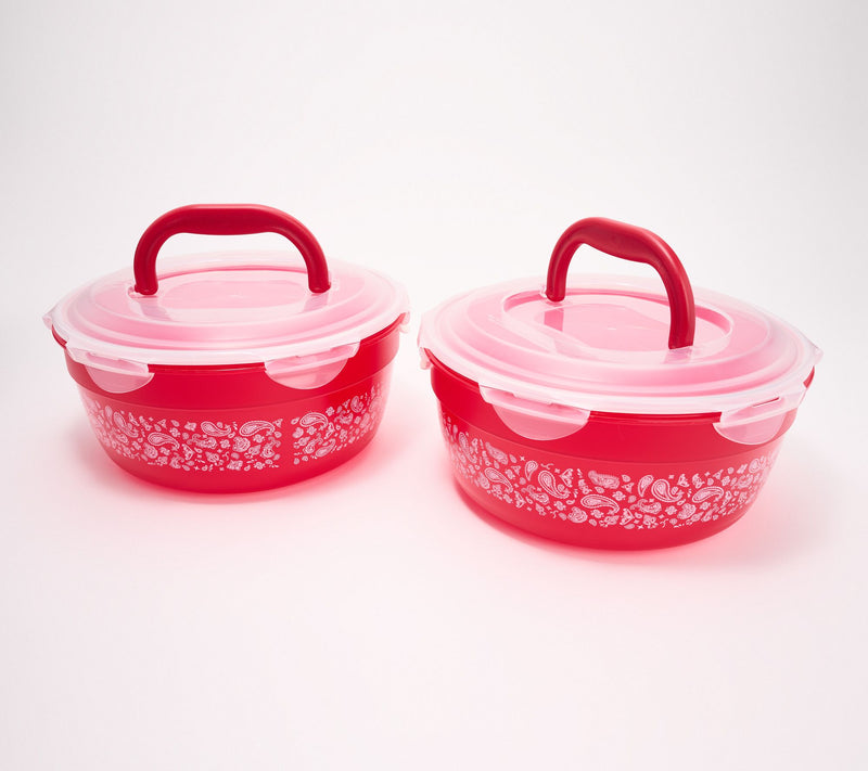 LocknLock Set of 2 Patriotic Print Bowls w/ Handle Lids — View 7