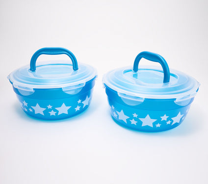 LocknLock Set of 2 Patriotic Print Bowls w/ Handle Lids