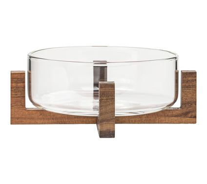 10 Strawberry Street Everyday Acacia Glass Bowlw. pedestal