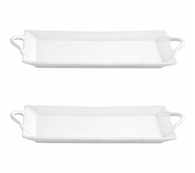 10 Strawberry Street Set of 2 Beaded Leaf Handle Serving Tray — View 6