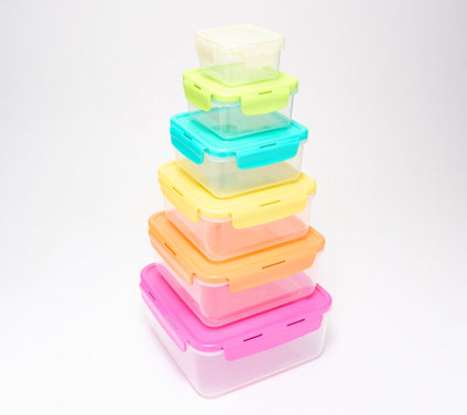 LocknLock S/6 Nestable Multi-Color Square Containers