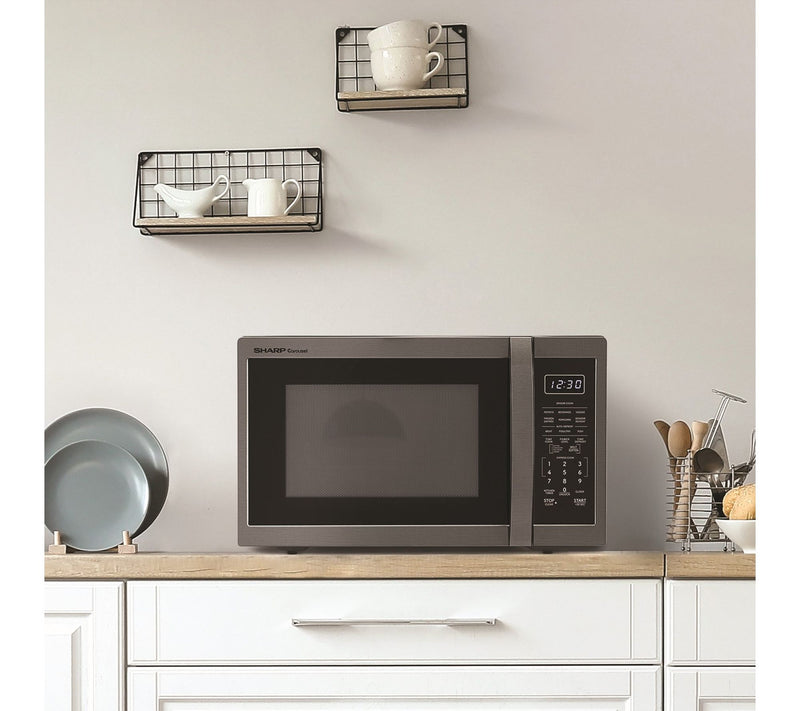 Sharp 1.4 Cu. Ft. Black Stainless Steel Countertop Microwave — View 8