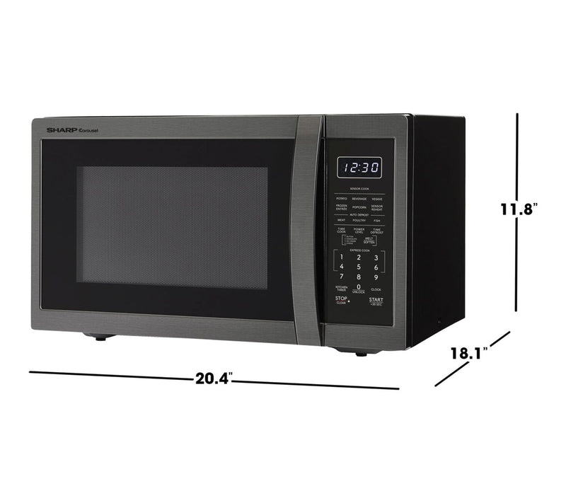 Sharp 1.4 Cu. Ft. Black Stainless Steel Countertop Microwave — View 2