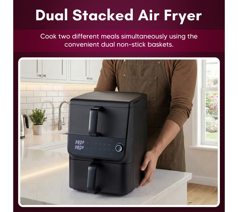 Elite Cuisine 10.5Qt Digital Double Stack Air Fryer, Black — View 3